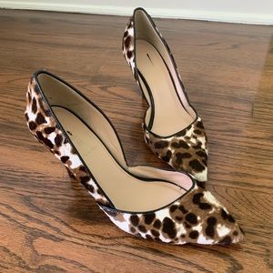 J Crew Collection Colette Calf Hair D’Orsay Kitten Heels in Sienna Black Cat